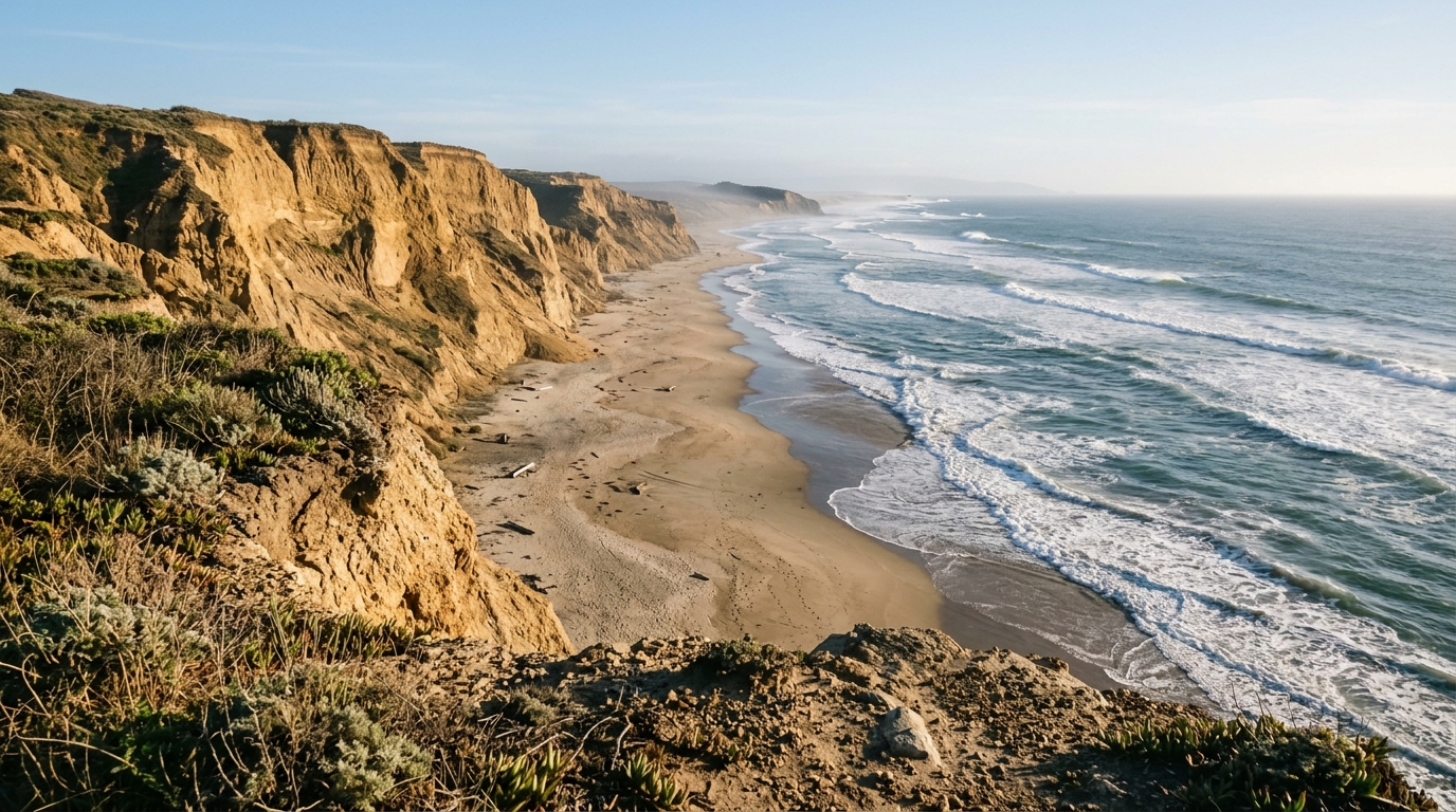 Don Horsley County Park at Tunitas Creek Beach showing scenic cliffs and Pacific Ocean shoreline